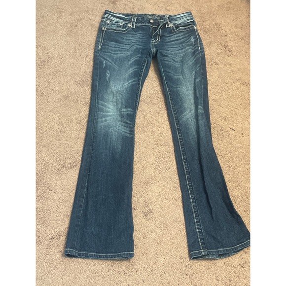 Miss Me Women's Dark Wash Boot Cut Embellished Rhinestone Jeans Size 29 - Picture 1 of 4